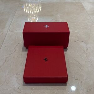 Ferrari Red Boxes with Prancing Horse Emblems